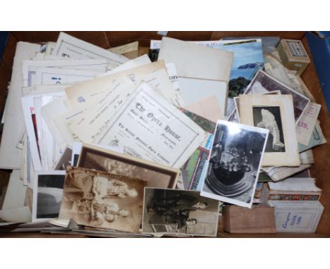 A selection of vintage ephemera to include bill heads; photographs; programmes; maps; etc.