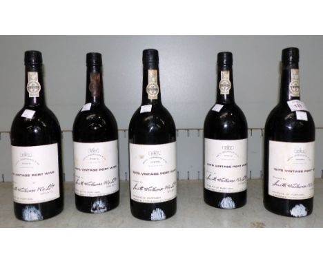 Five bottles of 1975 vintage port wine Smith Woodhouse and Co.