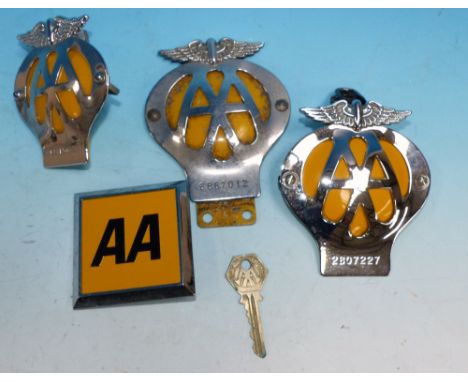 Four vintage 'AA' badges