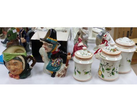 A Royal Doulton character jug 'Sairey Gamp' (large); a Shorter & Sons novelty jug 'Mother Goose'; 3 modern Alberello style st