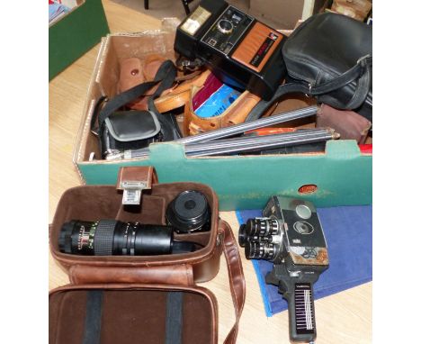 A selection of vintage cameras and equipment