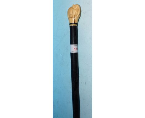 An African ebony and ivory walking stick