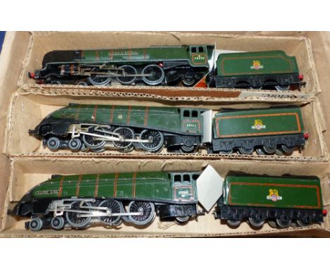 Three Hornby vintage 00 locos:  "Duchess of Montrose Pacific"; "Mallard Pacific" 3211; & "Silver King Pacific"