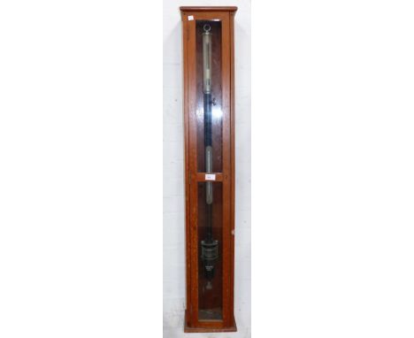 A Fortin pattern mercury column stick barometer with Vernier calibration, by F Darton & Co Ltd, Watford, in glazed case, 51" 