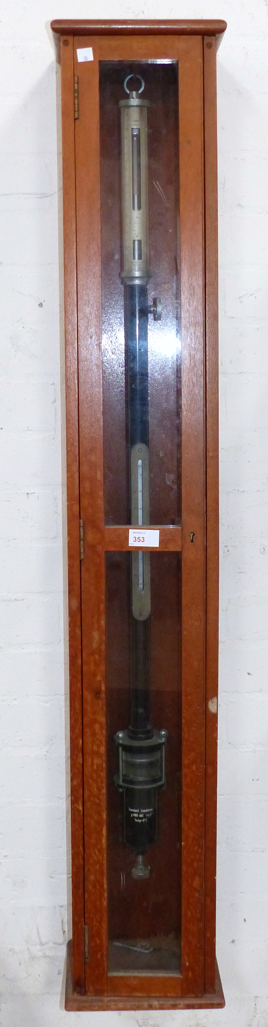 A Fortin pattern mercury column stick barometer with Vernier