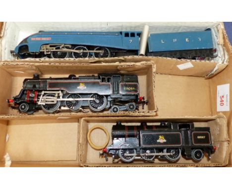 Three Hornby vintage 00 locos:  "Sir Nigel Gresley Pacific LNER", & two BR Tank Locos