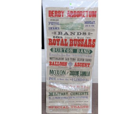 An advertising poster for the Jubilee Festival at Derby Arboretum June 30th 1890; a poster "Great & Small Titles" relating to