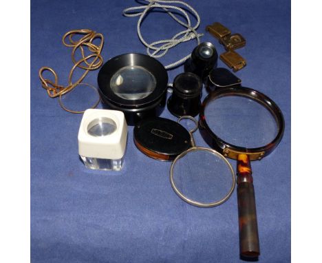 A selection of vintage and modern magnifying glasses