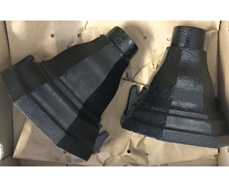 2 vintage cast iron rain hoppers, painted black.  