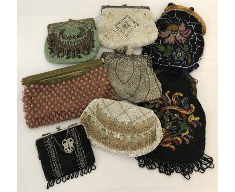 A collection of 8 vintage beaded evening bags. In a variety of colours, styles and sizes. 