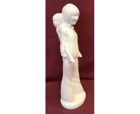 A Spode Blanc de Chine figurine entitled 'piggyback' by Pauline Shone.  Approx. 27cm tall.