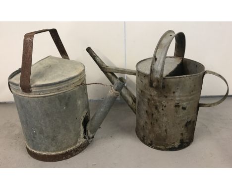 2 vintage galvanised watering cans.  