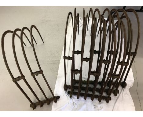 A large quantity of curved tines as taken from a 1930's horse drawn hay rake.  