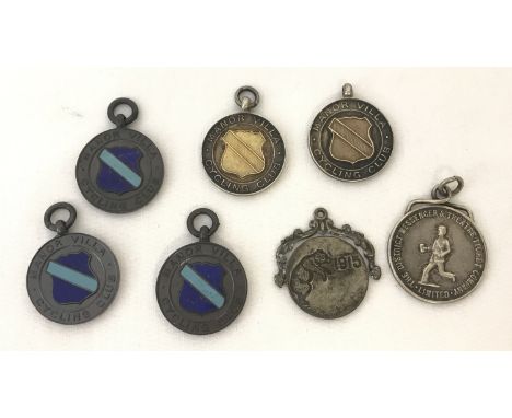 5 1920's Manor Villa cycling medals to include 2 silver medals hallmarked Birmingham 1928/29.  Together with a 1915 Panama-Pa