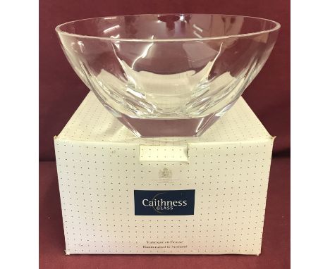 A modern boxed Caithness Glass fruit bowl with square shaped foot.  Approx. 24cm dia x D14cm.