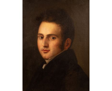 English School, 19th Century/Portrait of a Gentleman/bust length, wearing a black coat/oil on canvas, 46.5cm x 34.5cm/see ill