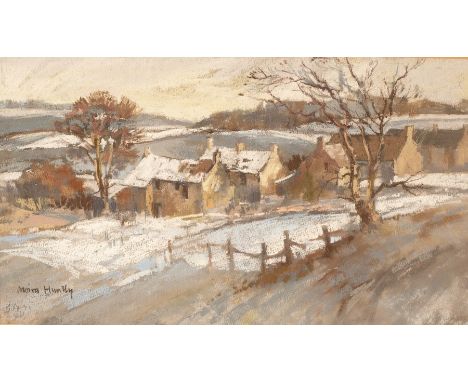 Moira Huntly (born 1932)/Cotswold Village in Winter/signed/pastel, 19cm x 34.25cm/Provenance: purchased John Blockley Gallery