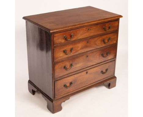 A George III mahogany chest fitted four long drawers on bracket feet, 90cm wide CONDITION REPORT: Top scratched and with goug