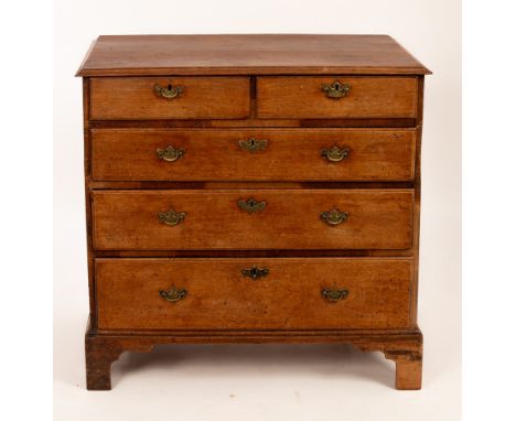 A George III mahogany chest of two short over three long drawers on bracket feet, 95cm wide CONDITION REPORT: Condition infor