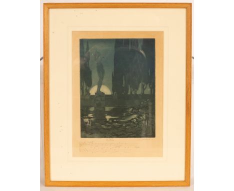 Stella Langdale (1880-1976)/Nocturne/aquatint with musical score By Chopin in pencil to lower margin, 25cm x 18.5cm/another v