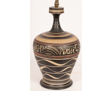 A studio pottery lamp base by Rod Billington for Simonsbath Pottery, 59cm high excluding shade CONDITION REPORT: The lamp bas