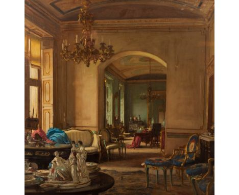 Frederick William Elwell RA (1870-1958)/Interior View of a Drawing Room/signed, dated indistinctly, possibly 1922/oil on canv
