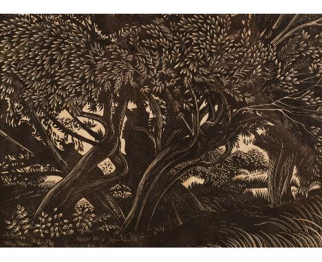 Ivy Anne Ellis (act. 1920-1939)/Willows/numbered 5 of 35/wood block print, 16cm x 22.5cm/and four etchings including examples