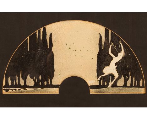 Stella Langdale (1880-1976) Pan Dancing and Playing His Pipes/fan-shaped pen and ink, 19cm x 37.5cm CONDITION REPORT: ARR Art