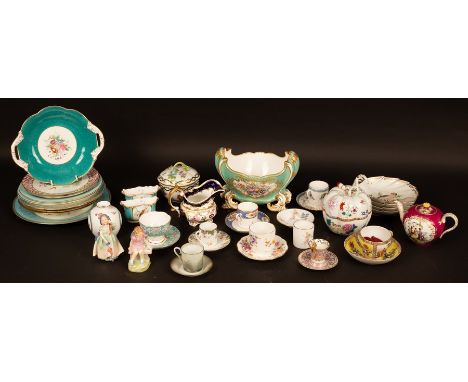 A Dresden bullet-shaped teapot and a collection of other Continental china  CONDITION REPORT: Overall condition of this lot l