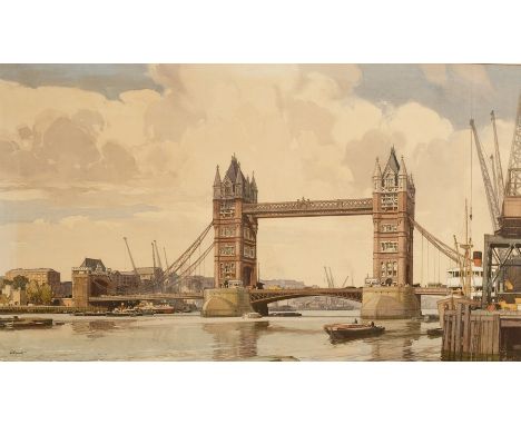 Leonard Russell Squirrell (1893-1979)/Tower Bridge and the Pool of London/signed/watercolour, 62cm x 113cm/Provenance: Purcha