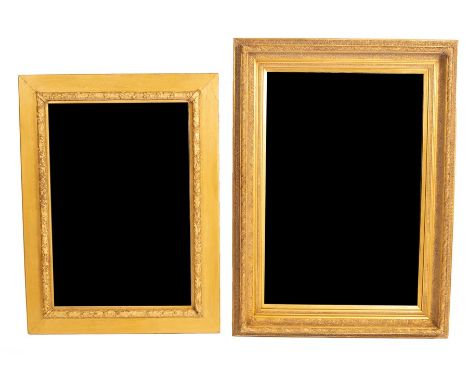 Two gilt framed wall mirrors, the largest 85.5cm x 116cm CONDITION REPORT: The glass plate for the larger mirror measures 59c