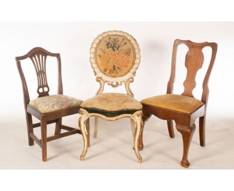 A child's late 19th Century splat back single chair, another with tapestry back and seat and another CONDITION REPORT: Condit