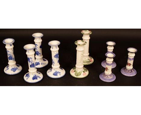Poole Pottery, six assorted candlesticks, 20cm high and three smaller candlesticks CONDITION REPORT: Condition information is