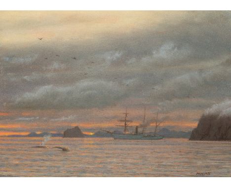 Mark Myers PPRSMA (born 1945)/ In the Gulf of Alaska, 17 October 1997/signed lower right/watercolour, 21cm x 27cm and/HMS Ind