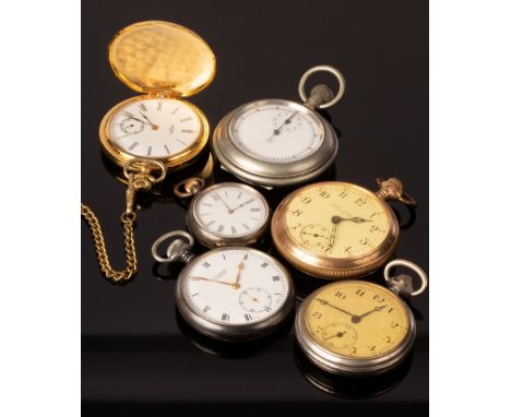 ROMAN 15 Jewel Swiss Pocket Watch in Rolled Gold Plate Illinois factory Watch Case (K)