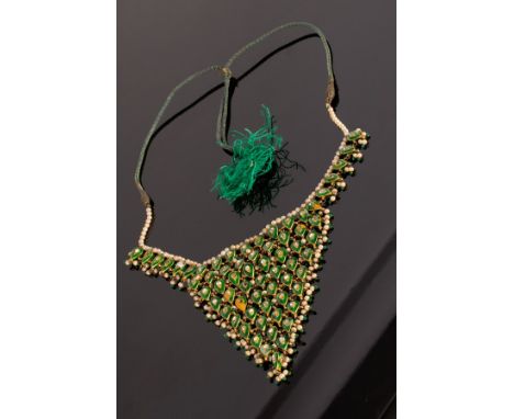 An Indian pearl and enamel fringe necklace, (flaking to enamels) CONDITION REPORT: Condition information is not usually provi