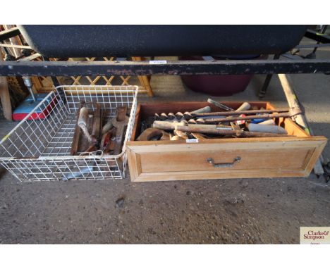 Two trays of tools to include some carpenters tools