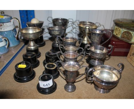 A quantity of silver plated trophies