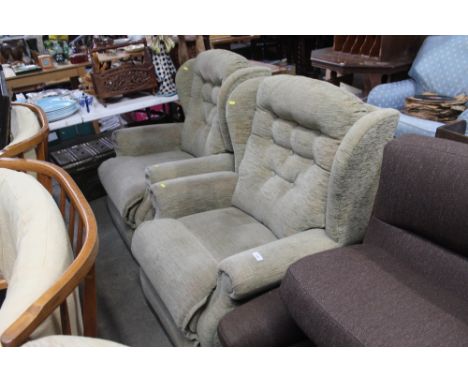 A pair of button back upholstered armchairs AF
