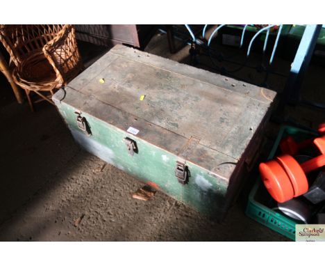 A carpenters wooden tools chest