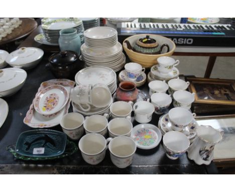 A collection of Debenhams dinnerware; bone china teaware; Poole pottery dish etc