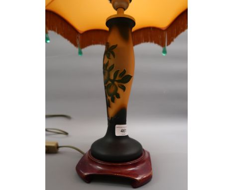 Modern cameo glass table lamp in the style of Galle, 10.5ins  high excluding base and fittings 