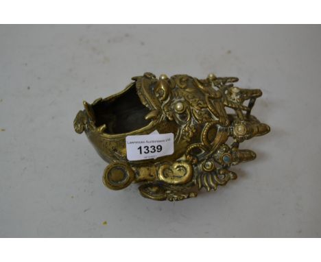 Asian bronze pearl mounted incense burner, in the form of a grotesque mask 