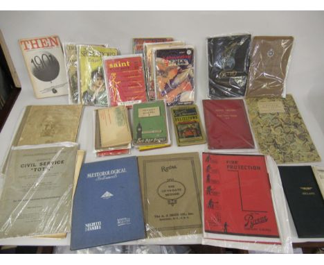 Box of ephemera containing catalogues on fire extinguishers, pumps, coffee grinders, coffee mills, precision tools, meteorolo