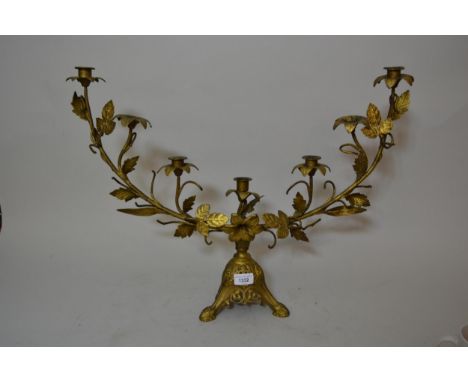 Gilded brass five branch floral encrusted candelabra 19ins high x 25ins wide 