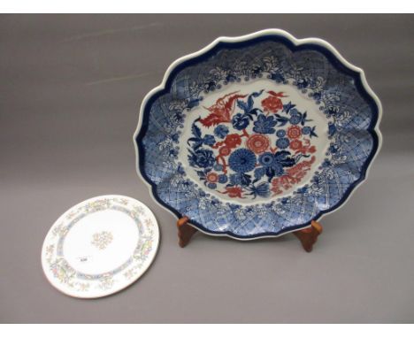 Large Spode Limited Edition Red Flowers pattern wall plate, 18.5ins diameter together with a Royal Worcester Mayfield pattern