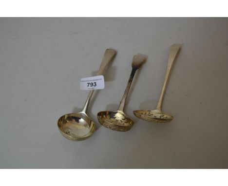 George IV silver Old English pattern sugar sifter spoon by Thomas Dexter, London 1829, together with another similar, London 