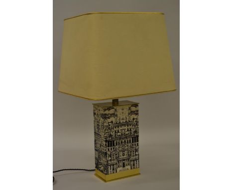 1960's Fornasetti Architettura Trumeau table lamp designed by Fornasetti & Gio Ponti with original parchment shade (recently 