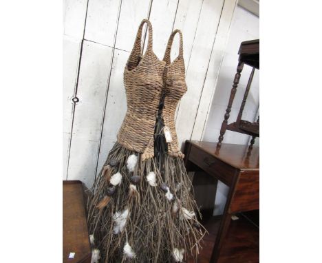 Unusual wickerwork female shop mannequin on stand, 61ins high 