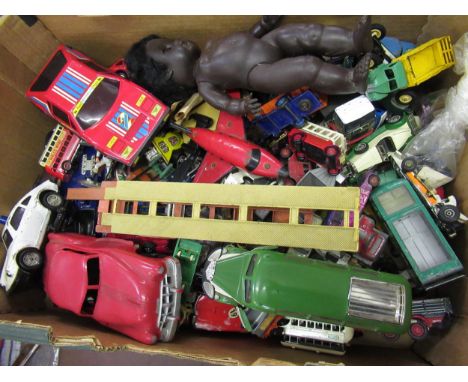 Large quantity of various playworn diecast metal and other model vehicles 